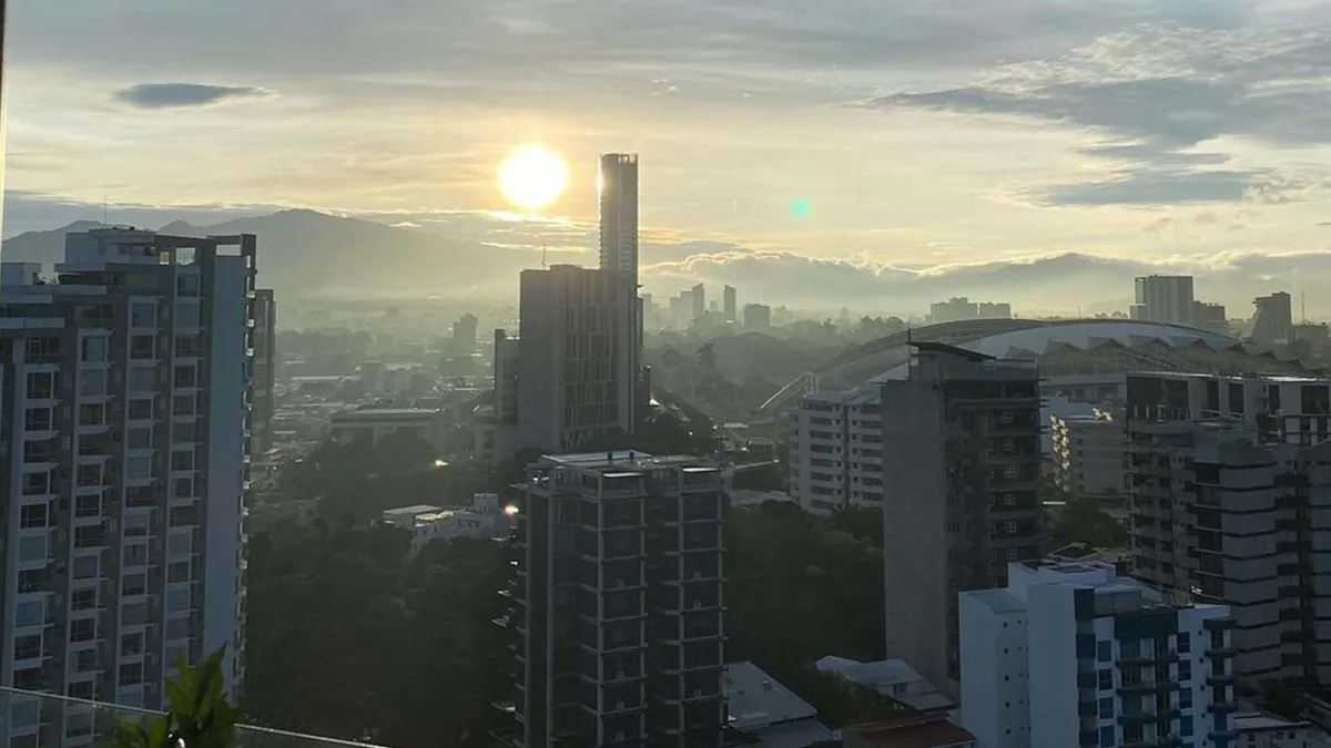 Residential towers in San José, Costa Rica, at sunrise