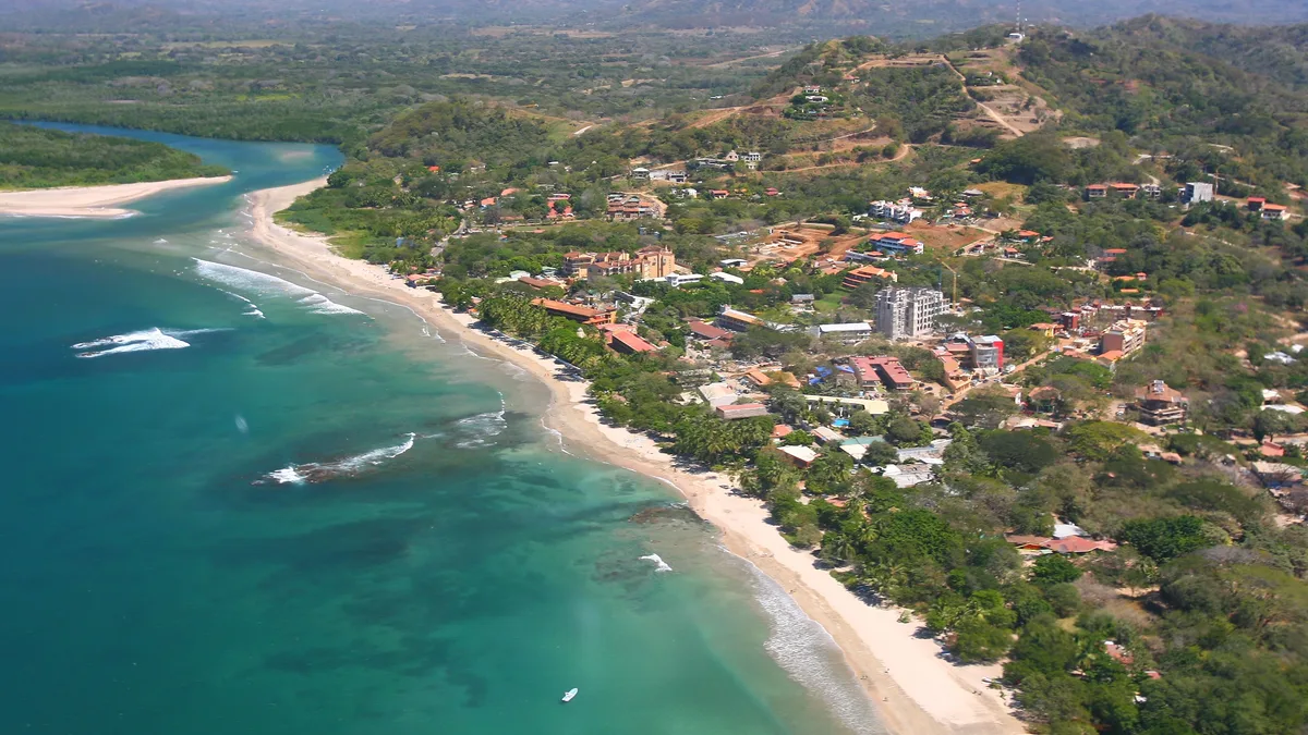 Tamarindo's beach and coastline from the air: Costa Rica's maritime-terrestrial zone