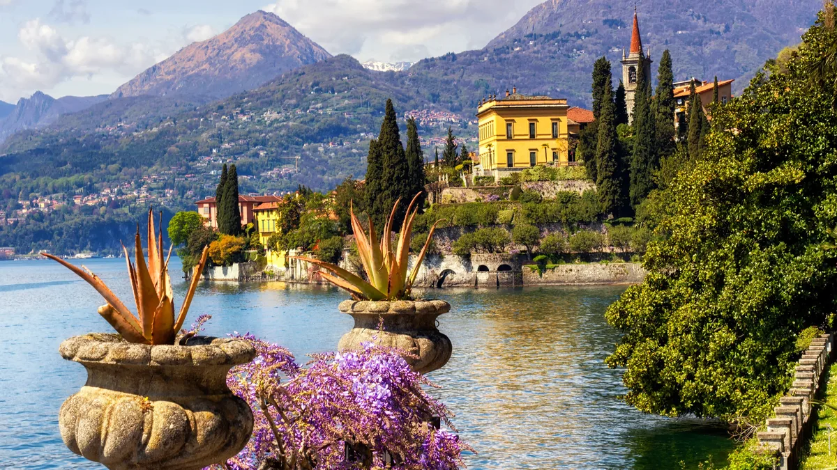 Villas on the lakefront at Varenna, Lake Como, where second homes pay IMU each year