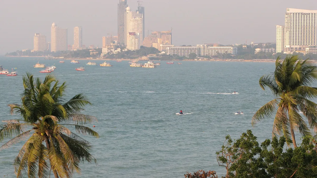 Condo towers along Pattaya Bay, seen from the Pratumnak side