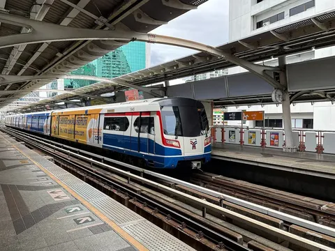 A BTS train at Ari station on Phahonyothin Road — the supply-constrained, Thai-demand condo catchment of the Bangkok ranking