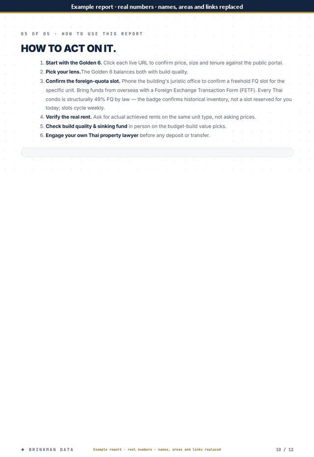 Page 10 of 12 of the anonymised report: how to use