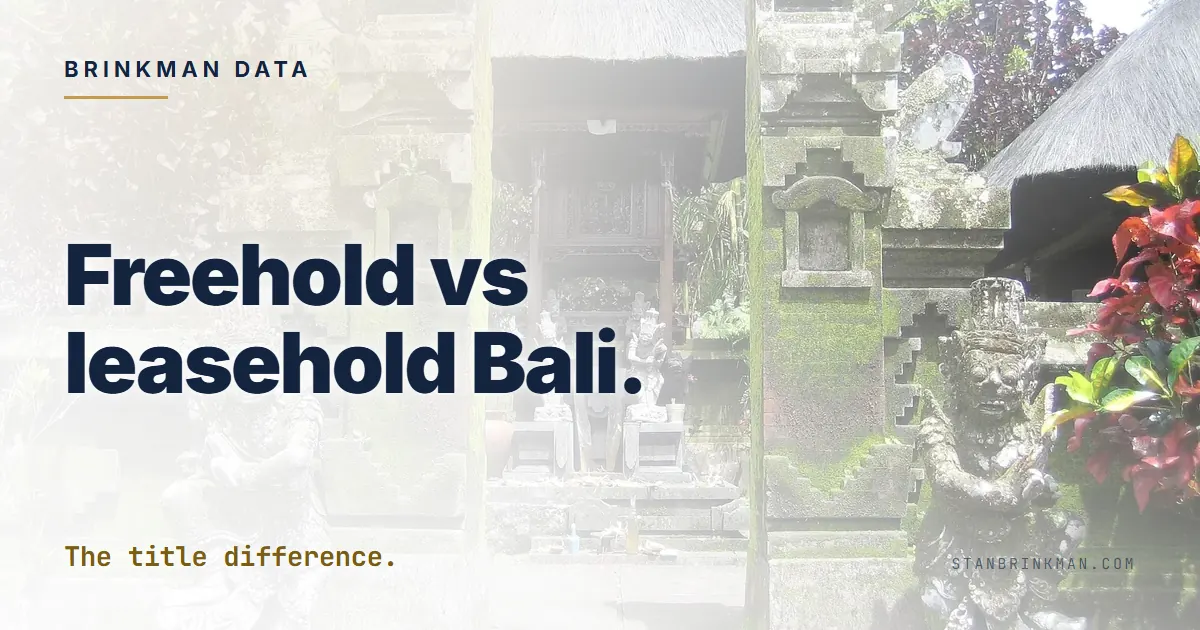 Freehold vs Leasehold in Bali. The Title Difference. Brinkman Data SEO brand card.