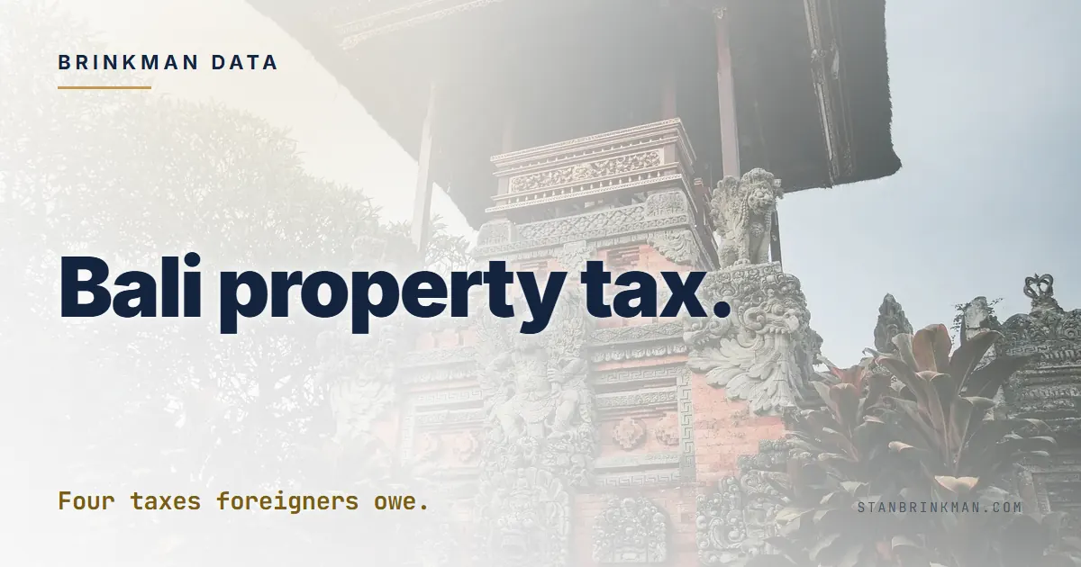 Brinkman Data brand card. Bali property tax for foreigners.