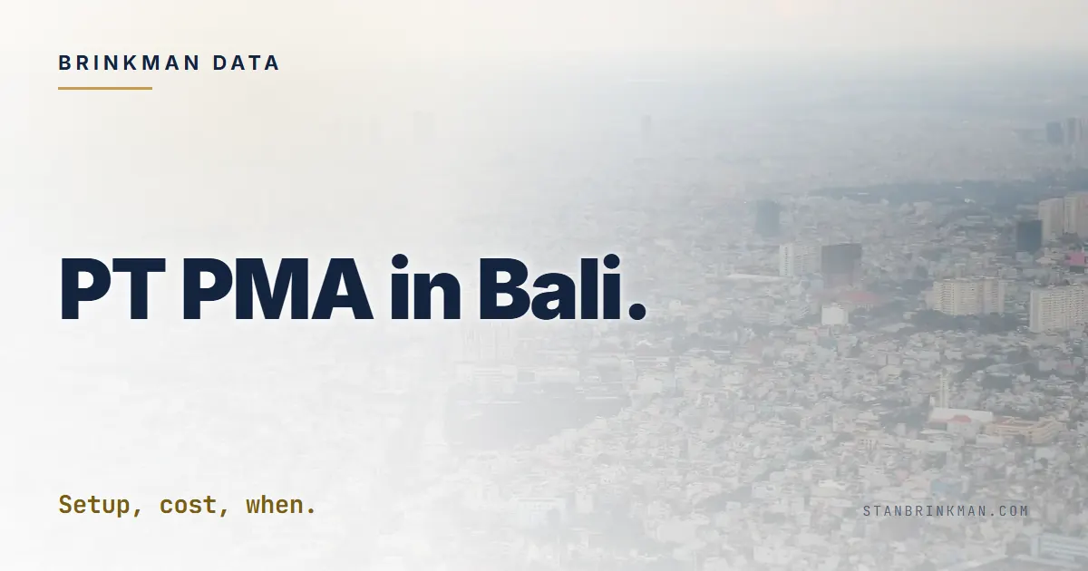 PT PMA in Bali. The Foreign-Investment Company Pathway. Brinkman Data SEO brand card.
