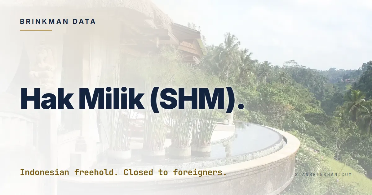 Sertifikat Hak Milik (SHM): the strongest title in Indonesia, and the one you cannot have
