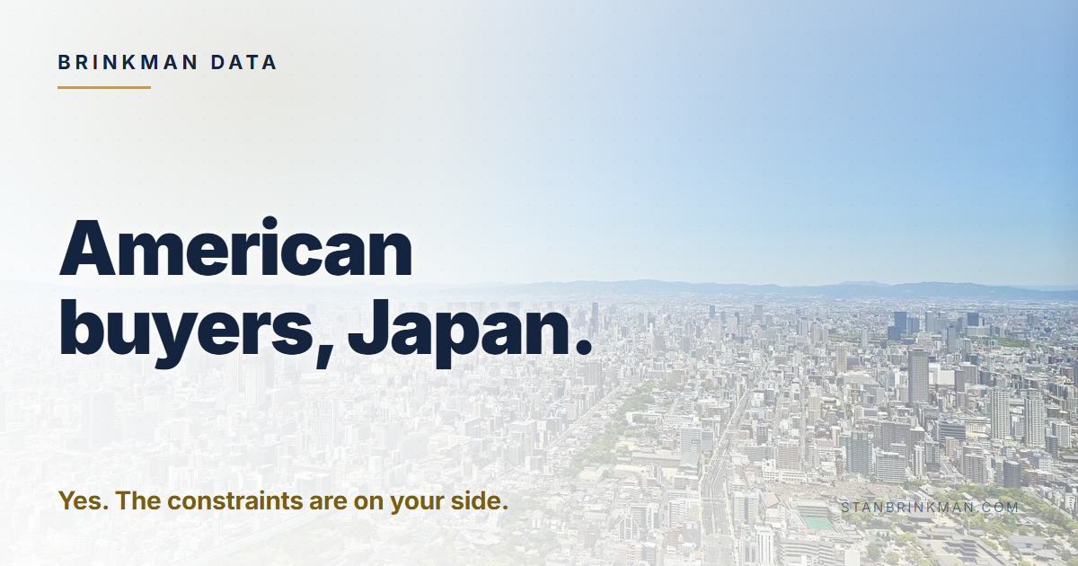 Americans buying in Japan. Freehold. Then the IRS. Brinkman Data brand card.