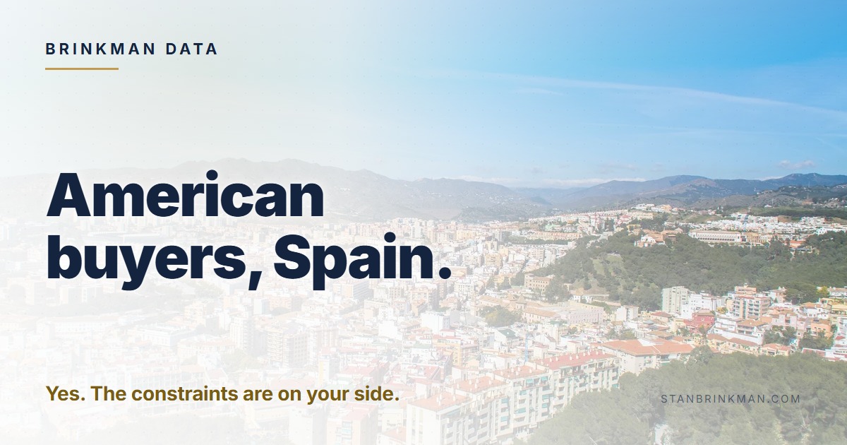 Americans buying in Spain. Yes. Two tax systems. Brinkman Data brand card.