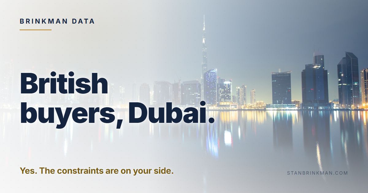 British buyers in Dubai. Freehold. HMRC still asks. Brinkman Data brand card.