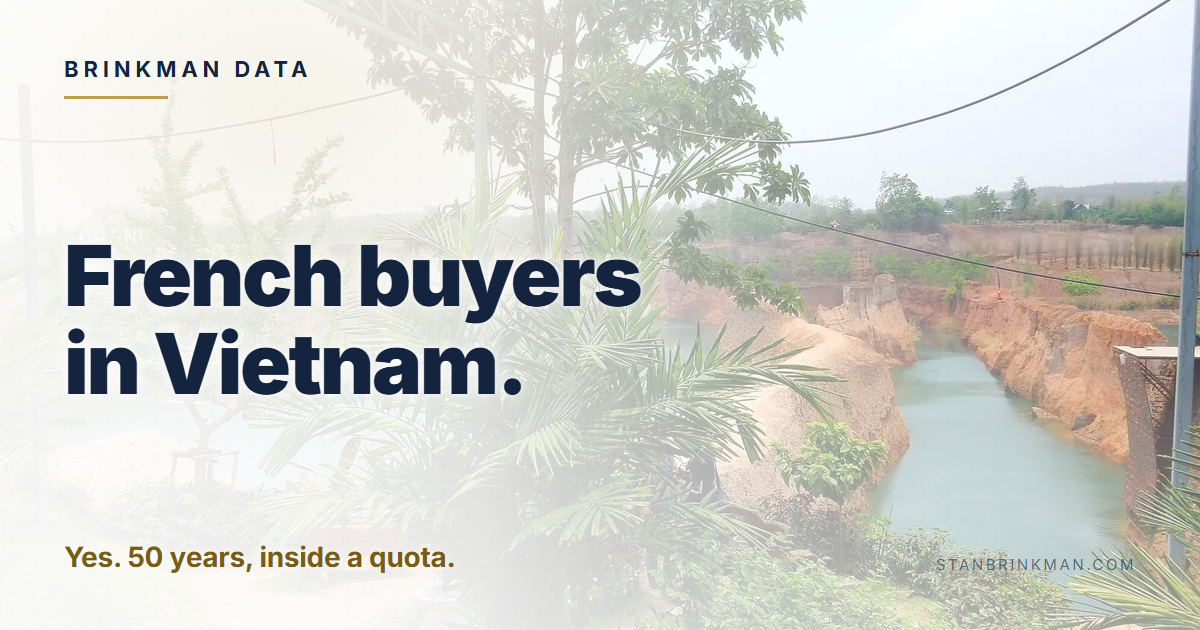 French buyers in Vietnam. Yes. 50 years, inside a quota. Brinkman Data brand card.