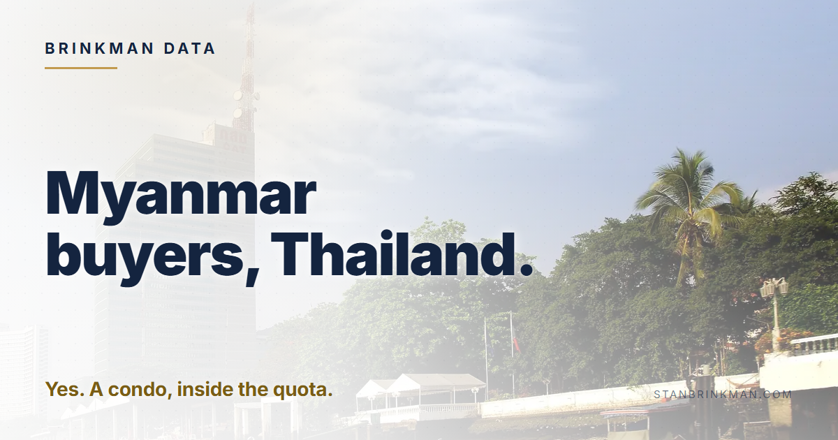 Myanmar buyers in Thailand. Yes. A unit, inside the quota. Brinkman Data brand card.