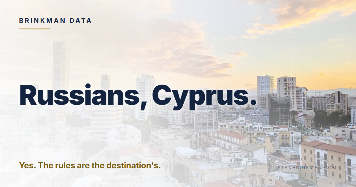 Russian buyers in Cyprus. Yes, with prior permission. Brinkman Data brand card.