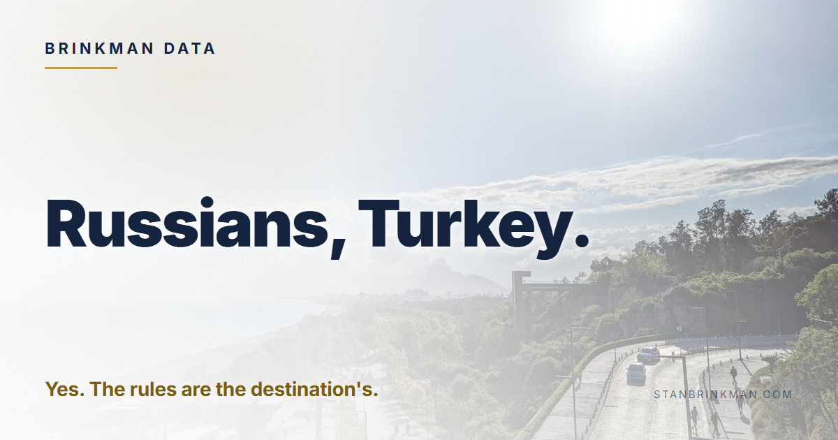 Russian buyers in Turkey. Still first. In a smaller market. Brinkman Data brand card.