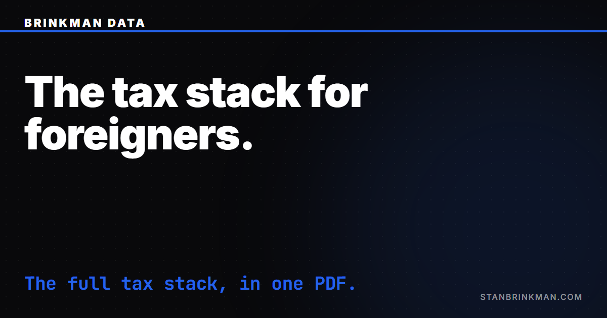 The tax stack for foreigners. The full tax stack, in one PDF. Brinkman Data SEO brand card.