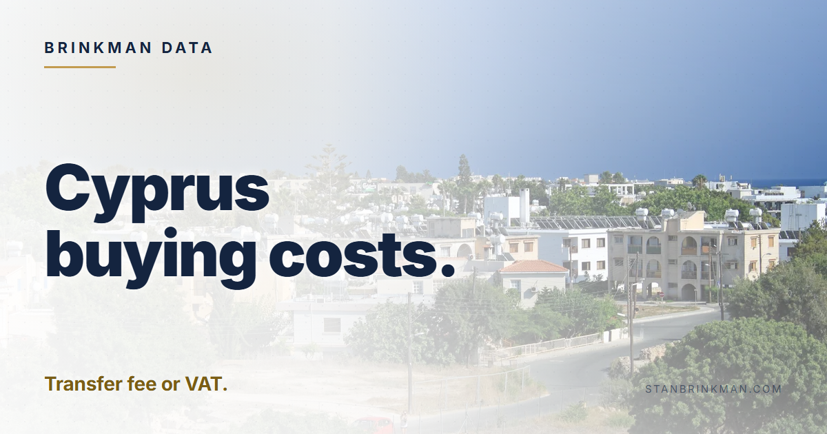 Cyprus buying costs. Transfer fee or VAT. Brinkman Data brand card.