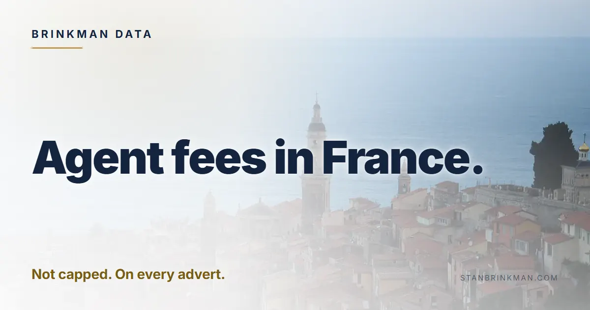 Agent fees in France. Not capped. Shown on every advert. Brinkman Data brand card.