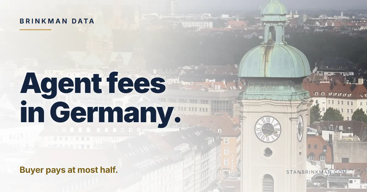 Agent fees in Germany. Buyer pays at most half. Brinkman Data brand card.
