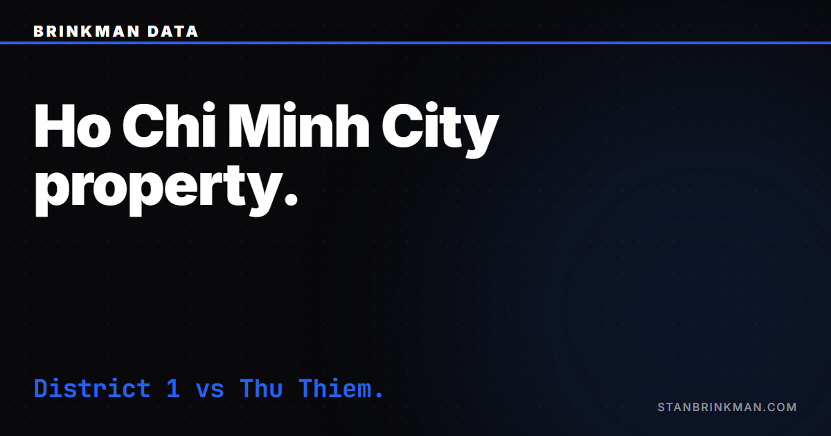 Ho Chi Minh City Property — District 1 vs Thu Thiem. Brinkman Data SEO brand card.