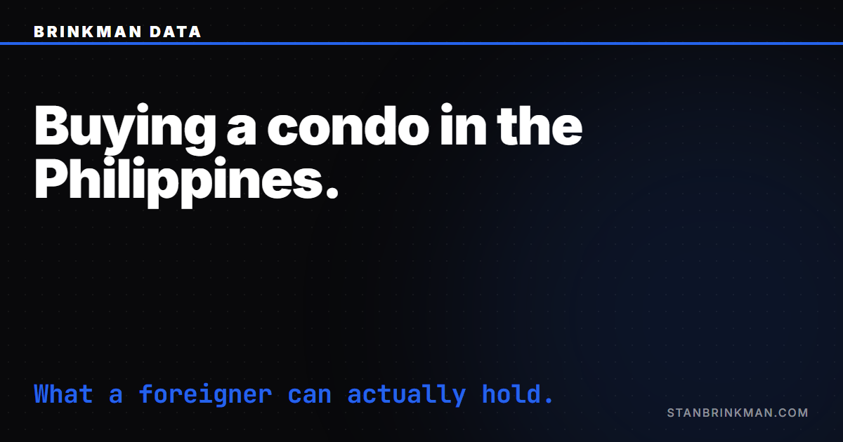 Buying a Condo in the Philippines as a Foreigner — The Reality. Brinkman Data SEO brand card.