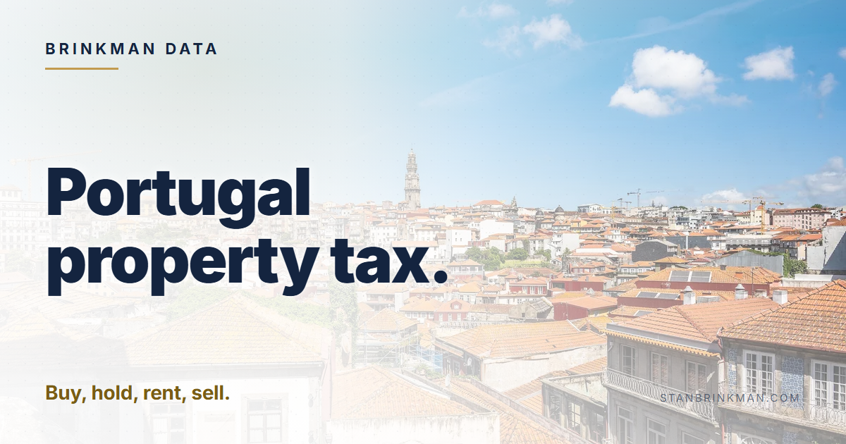 Portugal property tax. Buy, hold, rent, sell. Brinkman Data brand card.