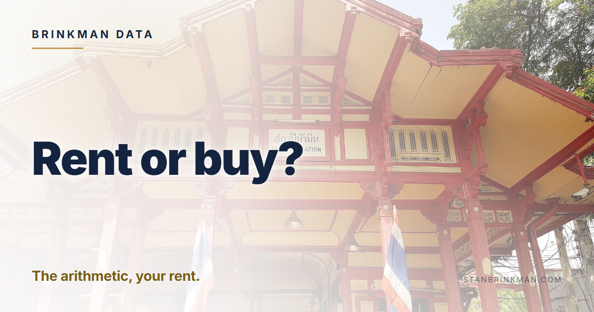Rent or buy in Hua Hin. The rent to beat. Brinkman Data brand card.