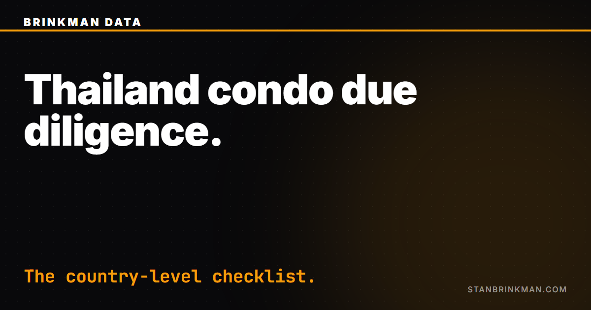 Thailand condo due diligence. The country-level checklist. Brinkman Data SEO brand card.