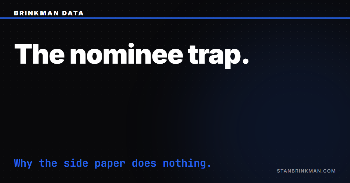 Vietnam Nominee Risk — why the side paper does nothing. Brinkman Data SEO brand card.
