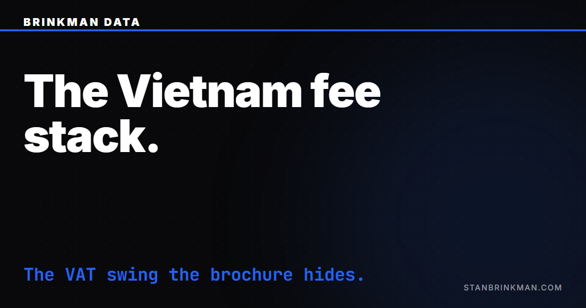 Vietnam Property Fee Stack - The VAT Trap and Closing Costs. Brinkman Data SEO brand card.
