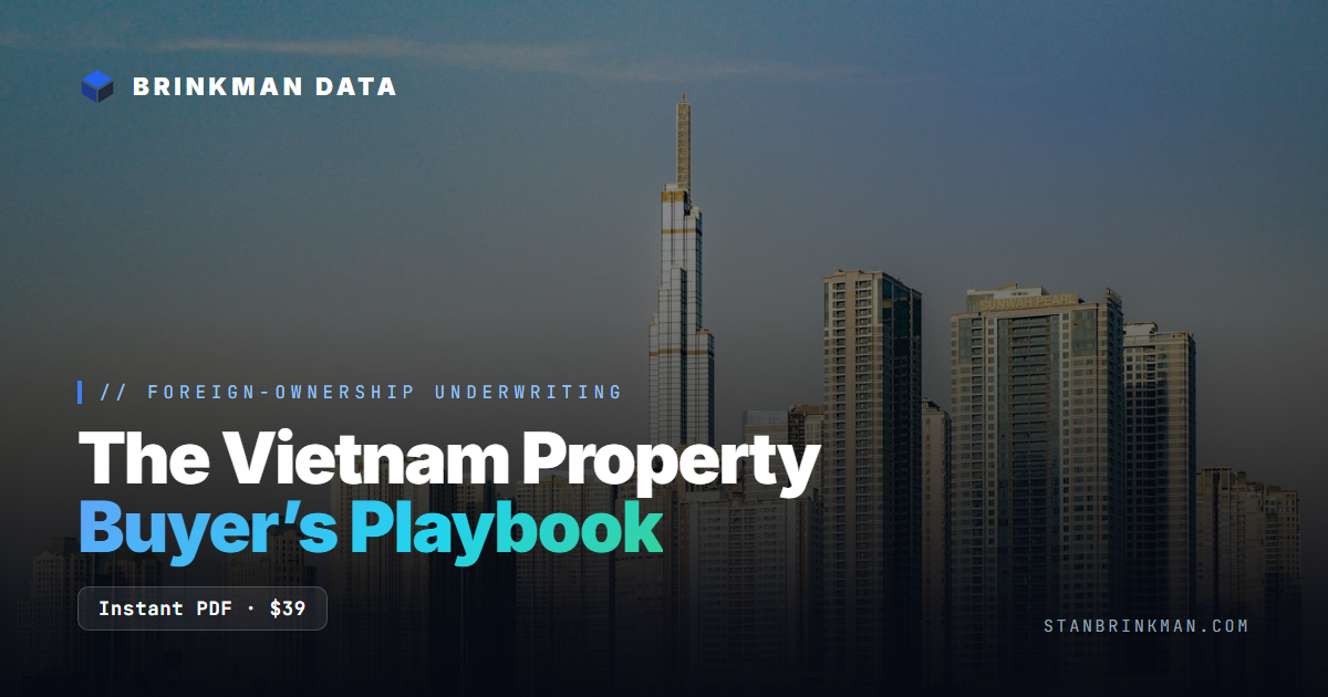 Vietnam Property Market 2026 — The Buyer's Reality Check. Brinkman Data SEO brand card.